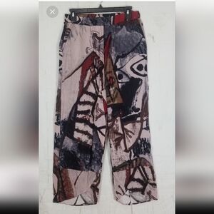 E retro printed tulip hemline boho  trouser